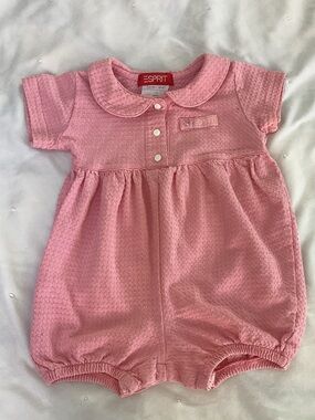 Esprit Pink Textured Baby Bubble Romper Vintage One Piece Summer Outfit